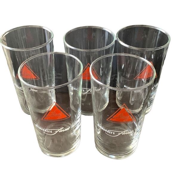 Vintage 1960s Blatz Beer Brown Glass Triangle Logo Set Lot of 6 Classic - Picture 8 of 11